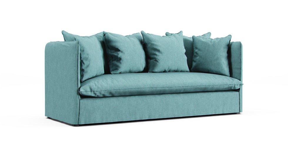 Louvain 3/4 seater sofa bed slipcover - Care+ Tweed Mineral Blue