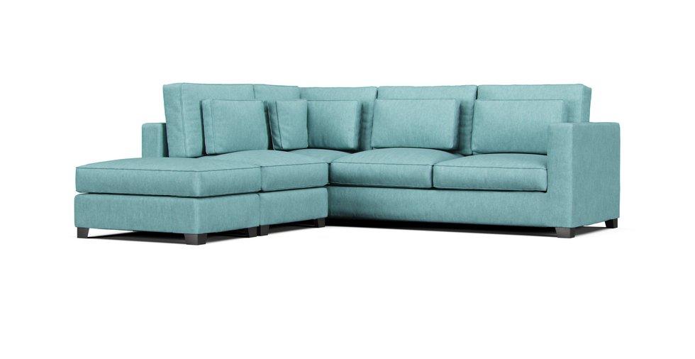 Milano 5 Seater Sectional Sofa Slipcover - Care+ Tweed Mineral Blue