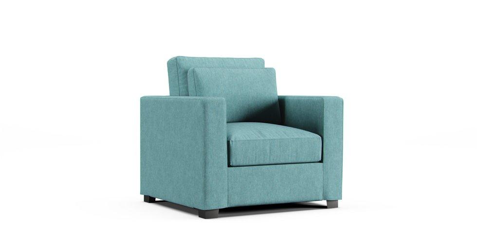 Milano Armchair Slipcover - Care+ Tweed Mineral Blue