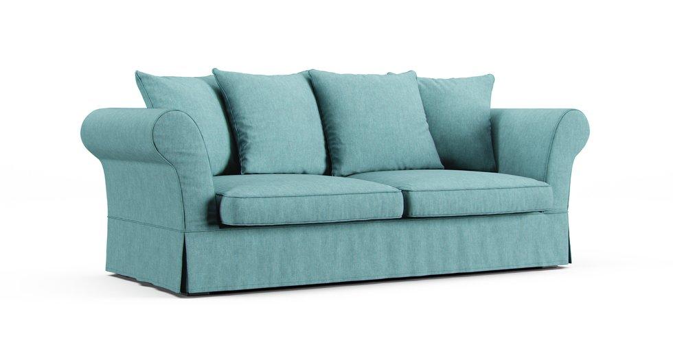 Roma 3 Seater Sofa Bed Slipcover - Care+ Tweed Mineral Blue