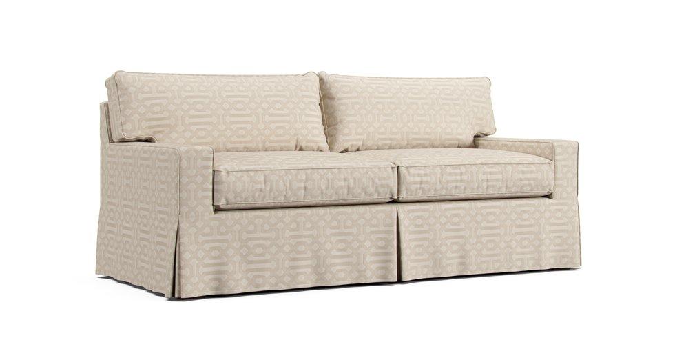 Alex II 79" Queen Sleeper Sofa Slipcover - Sunbrella® Fretwork Flax