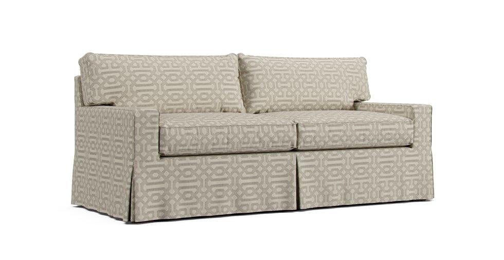 Alex II 79" Queen Sleeper Sofa Slipcover - Sunbrella® Fretwork Pewter