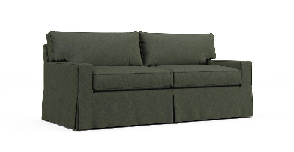 Alex II 79" Queen Sleeper Sofa Slipcover - Everyday Weave Basil Green