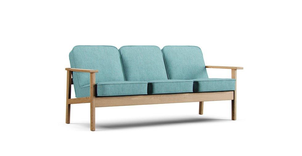 Bezug 3er Ash Sofa - Care+ Tweed Mineral Blue