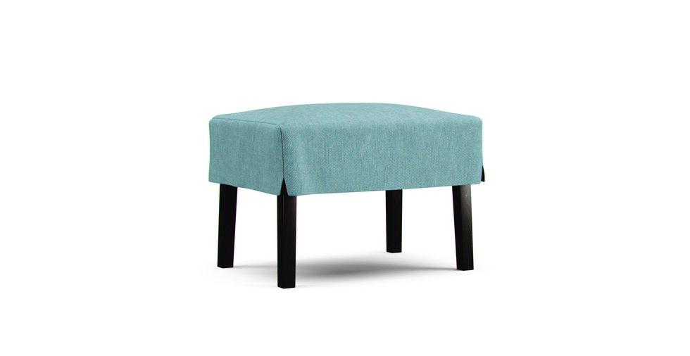 Old Compact Sofa Ottoman Cover - Care+ Tweed Mineral Blue