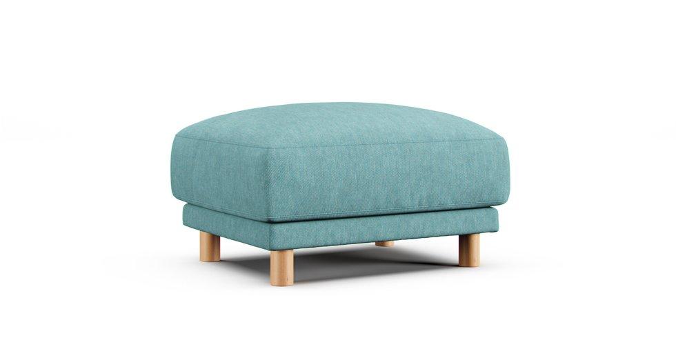 2019/2020 Feather Pocket Coil Ottoman Cover - Care+ Tweed Mineral Blue
