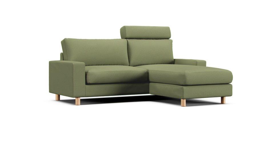Wide Arm Sectional Sofa Cover - Care+ Canvas Sage