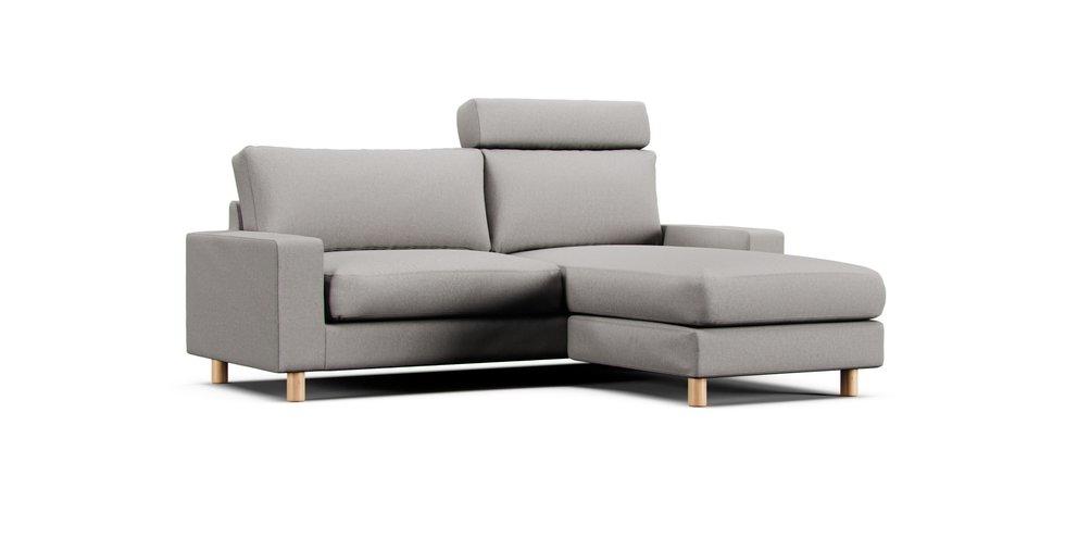 Wide Arm Sectional Sofa Cover - Care+ Canvas Ash