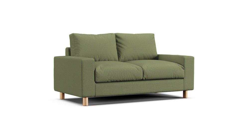 2 Seater Wide Arm Sofa Cover Feather Insert - Care+ Canvas Sage