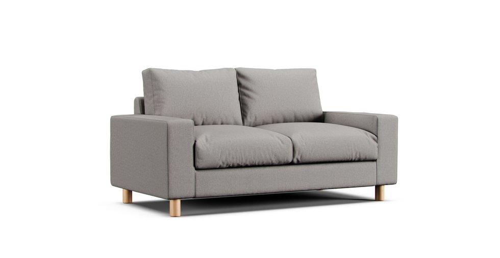 2 Seater Wide Arm Sofa Cover Feather Insert - Care+ Canvas Ash