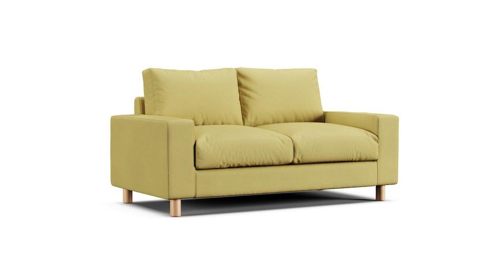 2 Seater Wide Arm Sofa Cover Feather Insert - Care+ Tweed Amber