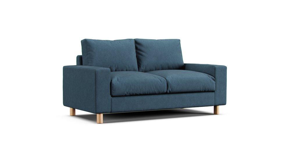 2 Seater Wide Arm Sofa Cover Feather Insert - Care+ Tweed Teal