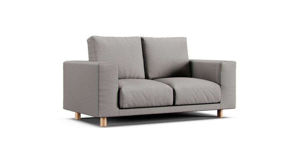 2019/2020 Wide Arm Feather Pocket Coil 2 Seater Slipcover - Care+ Canvas Ash