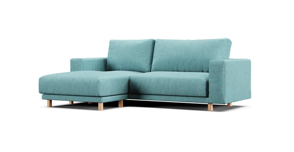 2019/2020 Feather Pocket Coil Sofa Couch Type Slipcover with Chaise - Care+ Tweed Mineral Blue