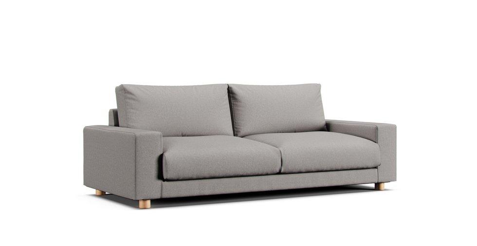 2.5 Seater Wide Arm Sofa Cover Feather Insert - Care+ Canvas Ash