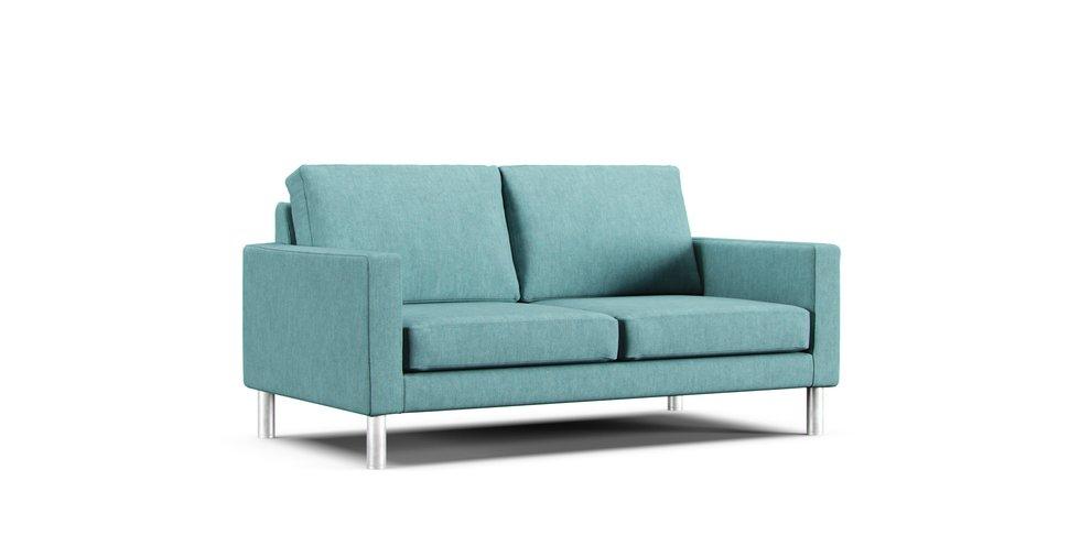 Leather 2P Sofa Cover - Care+ Tweed Mineral Blue