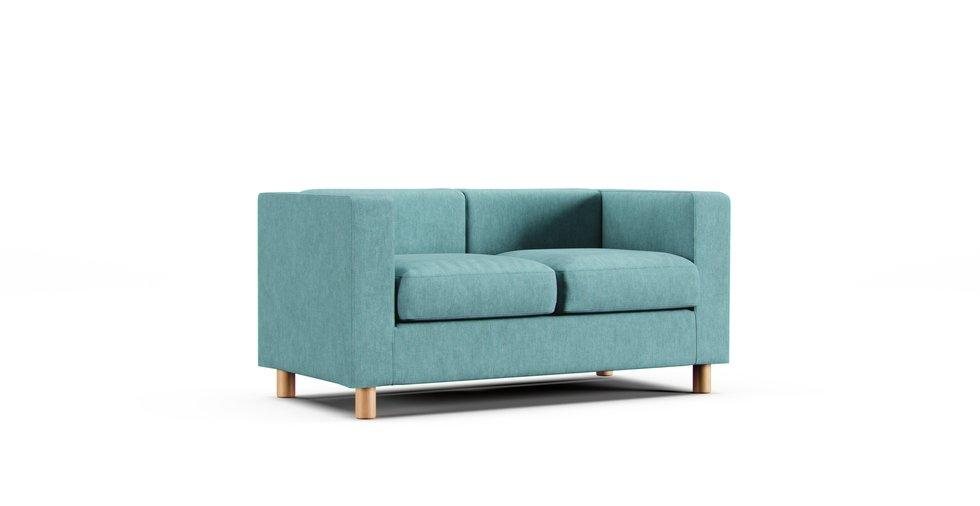 Box Sofa Cover - Care+ Tweed Mineral Blue