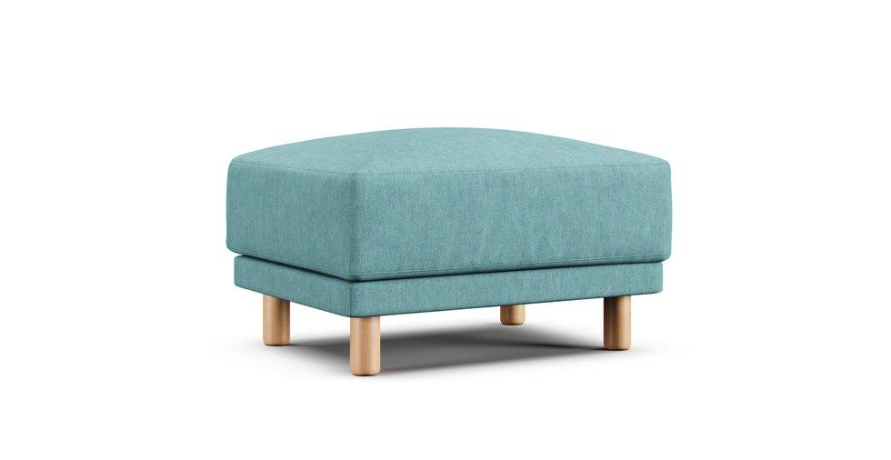 2019 Wide Arm Urethane Pocket Coil Ottoman Slipcover - Care+ Tweed Mineral Blue