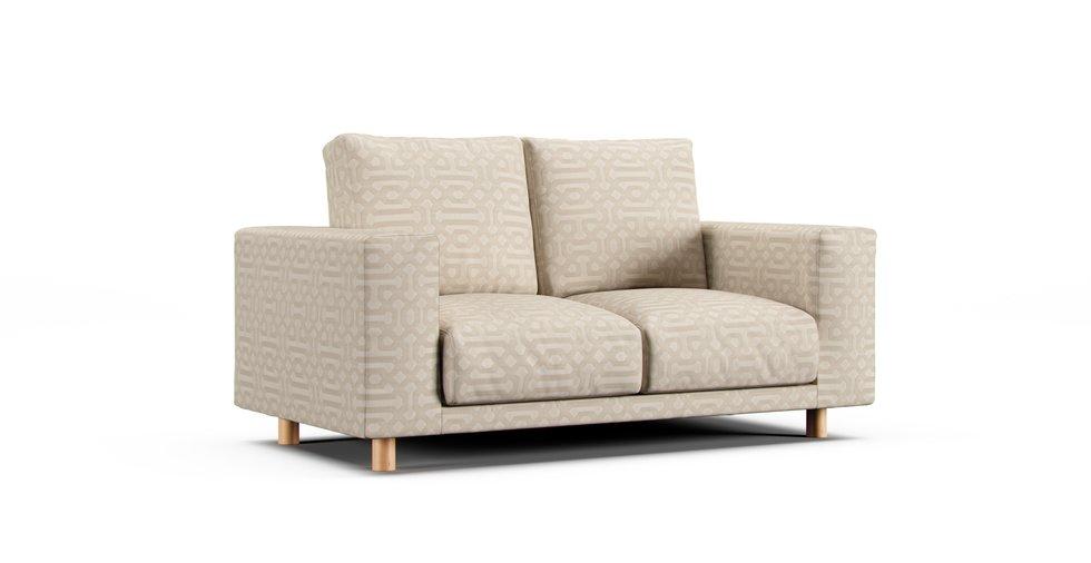 2019/2020 Wide Arm Urethane Pocket Coil 2 Seater Slipcover - Sunbrella® Fretwork Flax