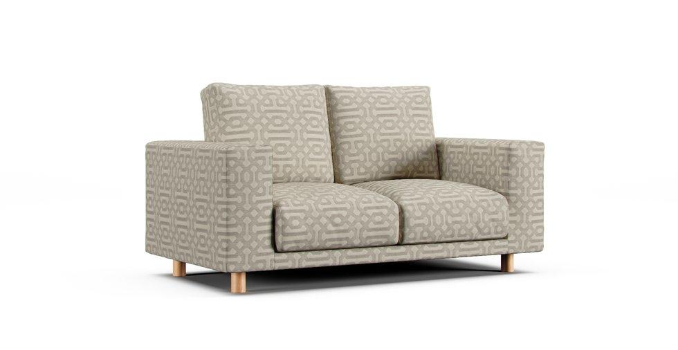 2019/2020 Wide Arm Urethane Pocket Coil 2 Seater Slipcover - Sunbrella® Fretwork Pewter