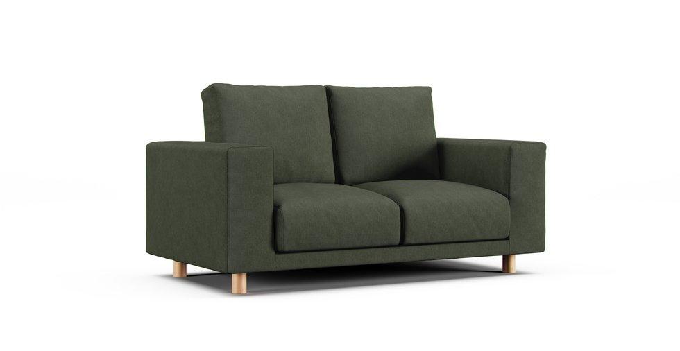 2019/2020 Wide Arm Urethane Pocket Coil 2 Seater Slipcover - Everyday Weave Basil Green