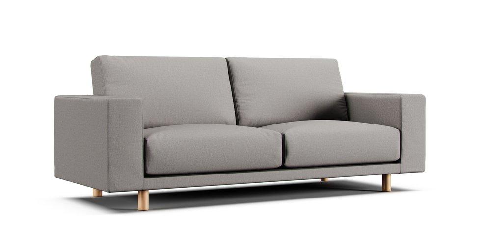 2019/2020 Wide Arm Urethane Pocket Coil 3 Seater Slipcover - Care+ Canvas Ash