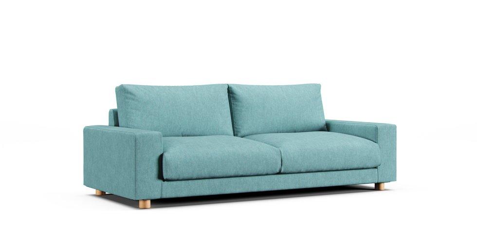 2.5 Seater Wide Arm Sofa Cover Polyurethane Insert - Care+ Tweed Mineral Blue