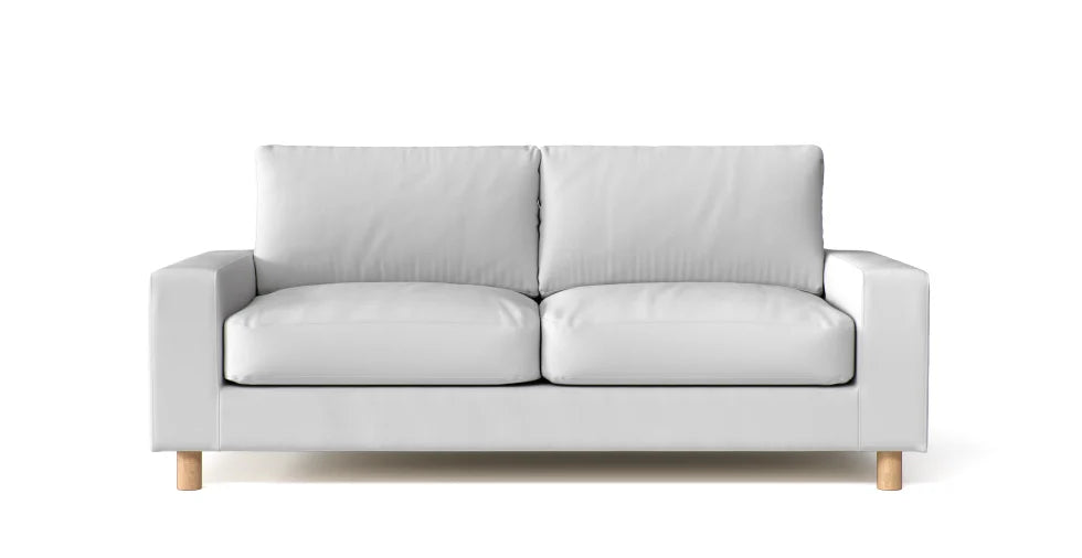 MUJI two-seater Wide Arm sofa with white Brushed Cotton slipcover