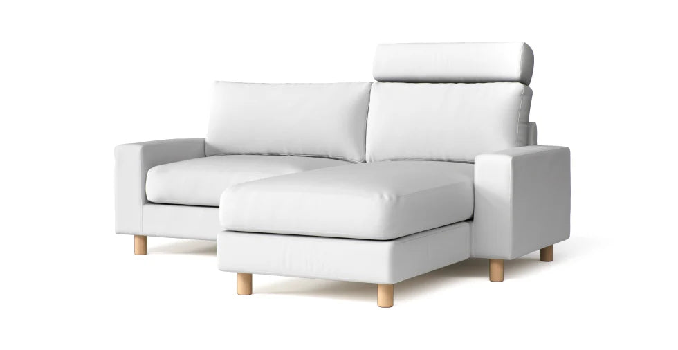 Custom sectional sofa couch with made-to-measure white Cotton Canvas slipcover