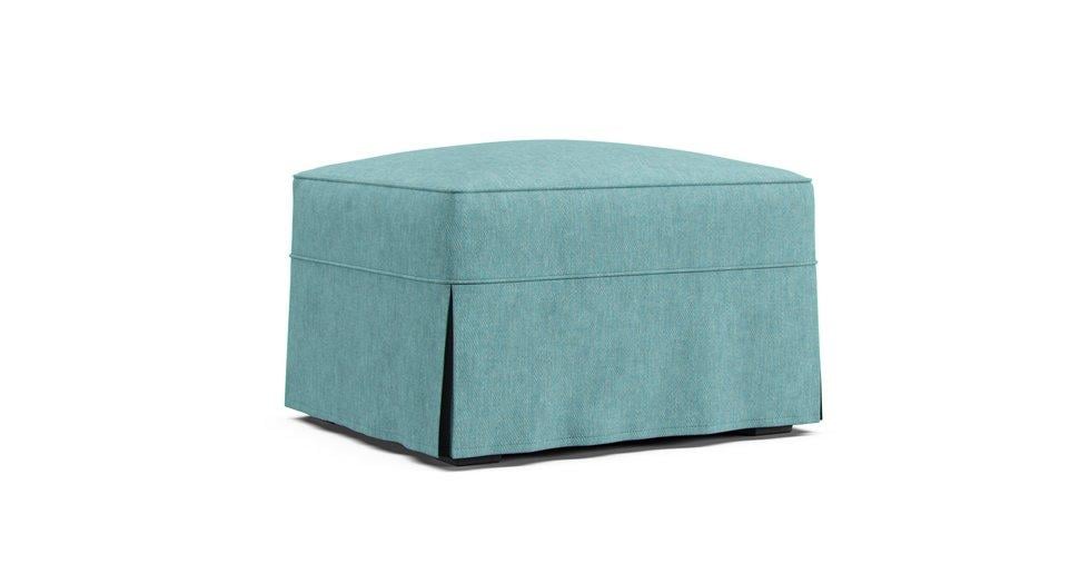 Buchanan Ottoman Slipcover - Care+ Tweed Mineral Blue