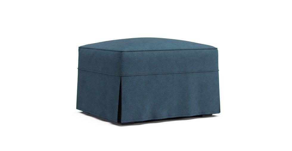 Buchanan Ottoman Slipcover - Care+ Tweed Teal