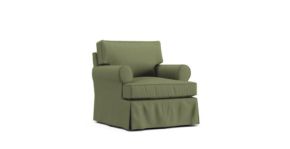 Buchanan Roll Arm Swivel Armchair Slipcover - Care+ Canvas Sage