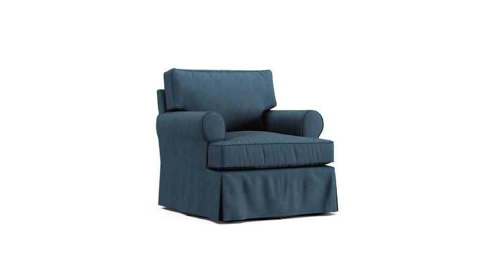 Buchanan Roll Arm Swivel Armchair Slipcover - Care+ Tweed Teal