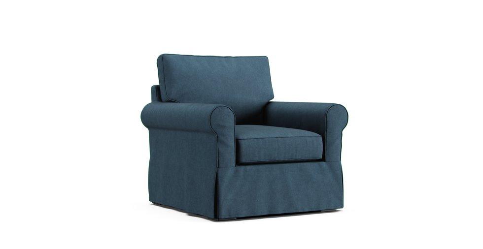 PB Buchanan Roll Arm Armchair Slipcover - Care+ Tweed Teal