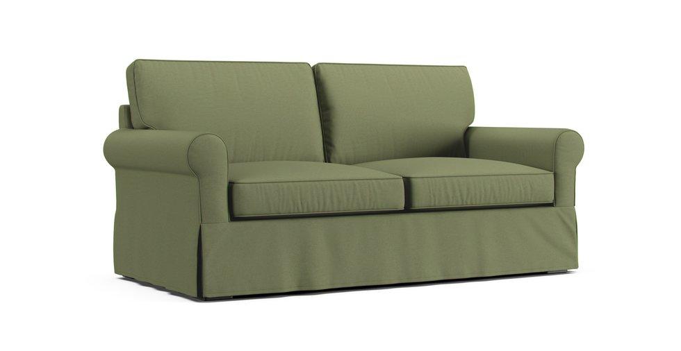 PB Buchanan Roll Arm Loveseat Slipcover - Care+ Canvas Sage