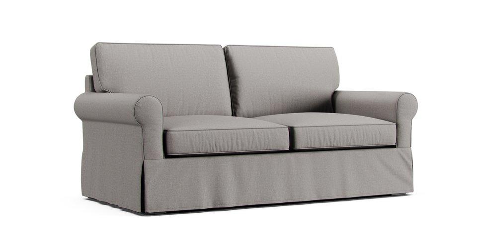 PB Buchanan Roll Arm Loveseat Slipcover - Care+ Canvas Ash