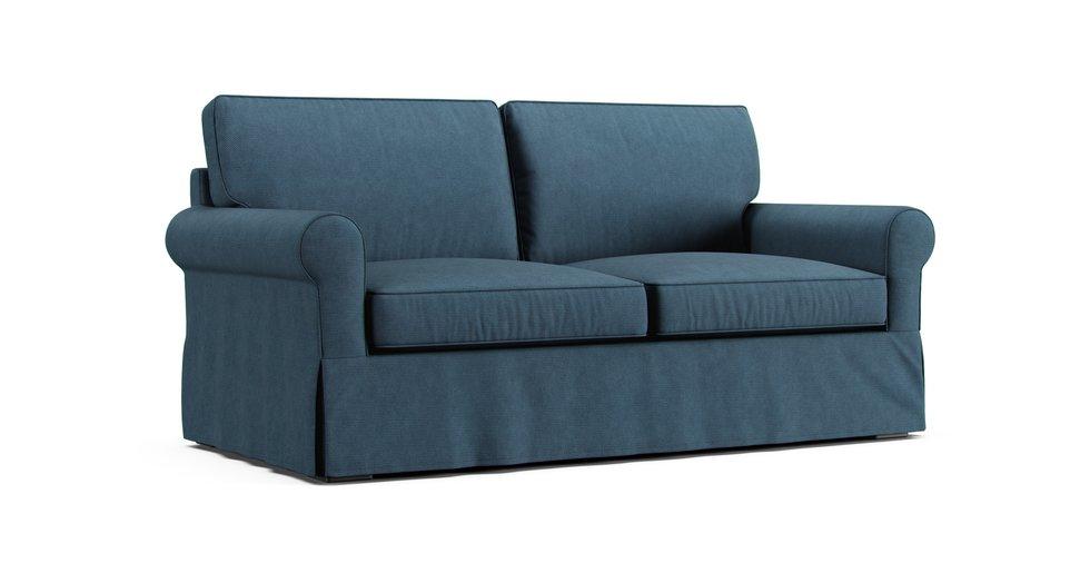 PB Buchanan Roll Arm Loveseat Slipcover - Care+ Tweed Teal