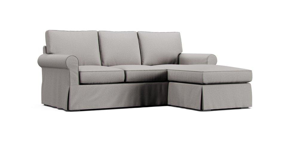Buchanan Roll Arm Reversible Chaise Sectional Slipcover - Care+ Canvas Ash