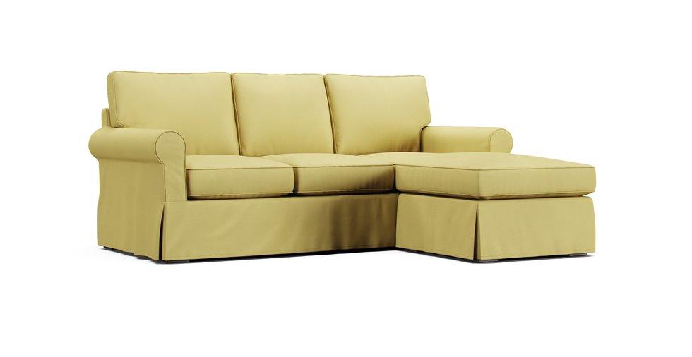 Buchanan Roll Arm Reversible Chaise Sectional Slipcover - Care+ Tweed Amber