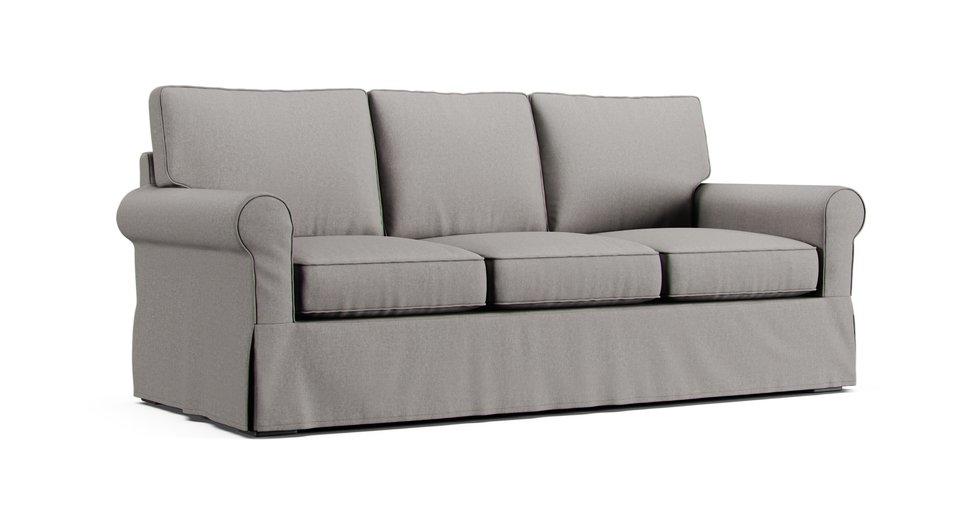 PB Buchanan Roll Arm Sofa Slipcover - Care+ Canvas Ash