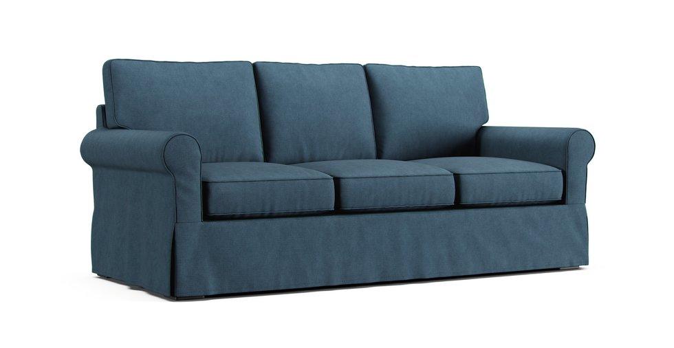 PB Buchanan Roll Arm Sofa Slipcover - Care+ Tweed Teal