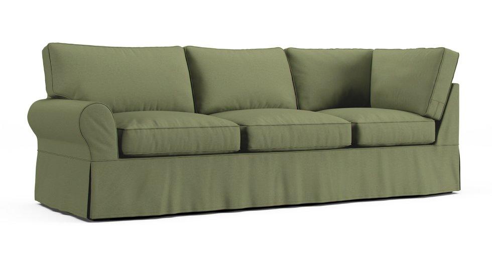 PB Basic Left/Right Arm Return Sofa Slipcover - Care+ Canvas Sage