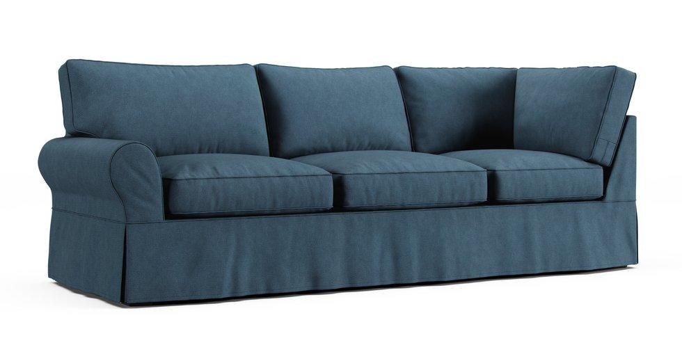 PB Basic Left/Right Arm Return Sofa Slipcover - Care+ Tweed Teal