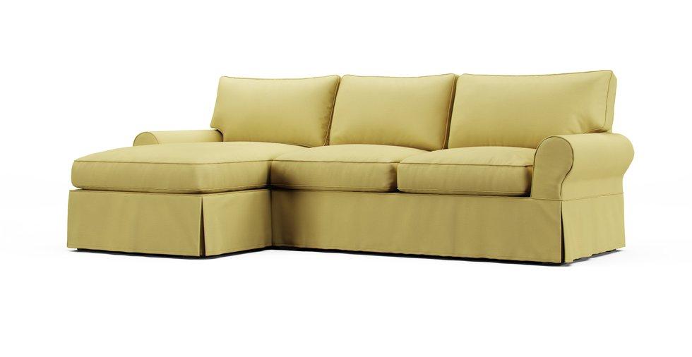 PB Basic Left/Right Sofa with Chaise Sectional Slipcover - Care+ Tweed Amber