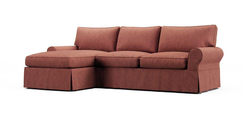 PB Basic Left/Right Sofa with Chaise Sectional Slipcover - Care+ Tweed Sunset