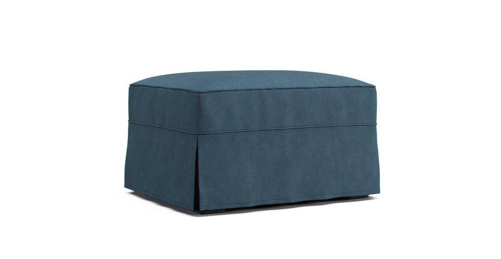 PB Basic Ottoman Slipcover - Care+ Tweed Teal