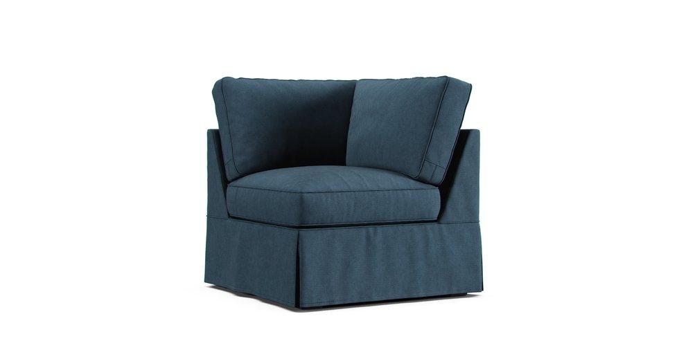 PB Basic Corner Seat Slipcover - Care+ Tweed Teal