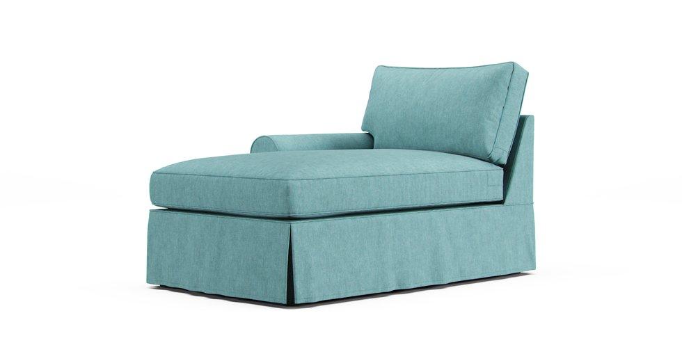 PB Basic Left/Right Arm Chaise Slipcover - Care+ Tweed Mineral Blue