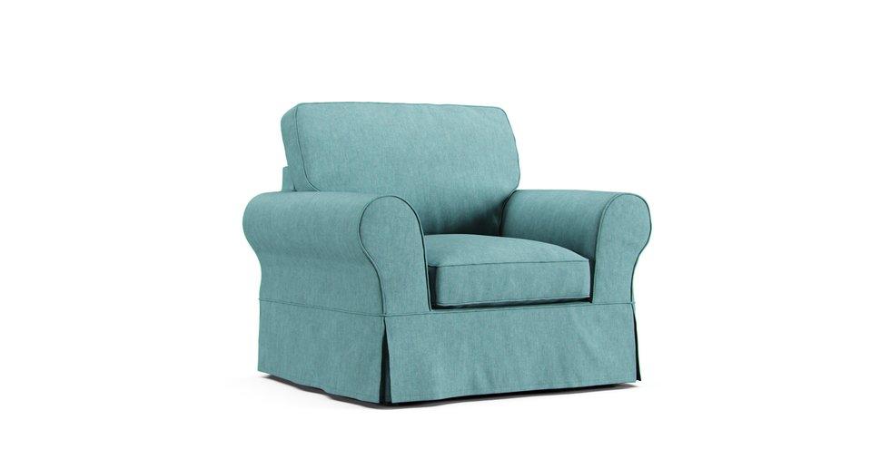 PB Basic Armchair Slipcover - Care+ Tweed Mineral Blue