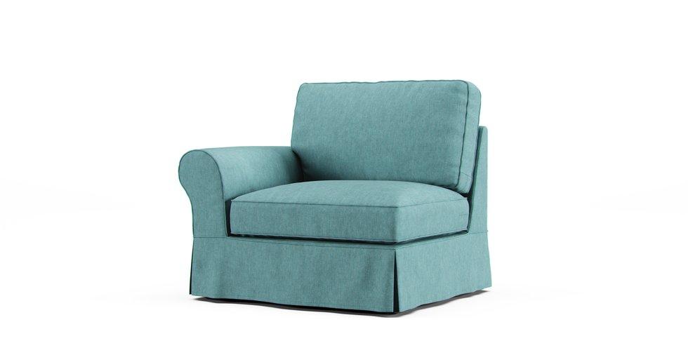 PB Basic Left/Right Armchair Slipcover - Care+ Tweed Mineral Blue